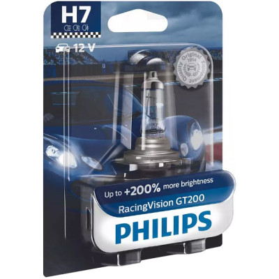 Автолампа Philips H7 12972RGTB1 RacingVision GT200 +200% 12V 55W (PX26d) B1 (блістер) (шт.) Автолампа Philips H7 12972RGTB1 RacingVision GT200 +200% 12V 55W (PX26d) B1 (блістер) (шт.)