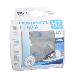 Галогенна лампа Brevia H7 Power White +60% 12 В 55 Вт 4300 К 2 шт 12070PWS