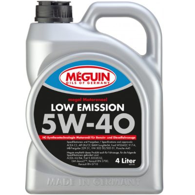 Моторное масло Meguin LOW EMISSION SAE 5W-40 4л Моторное масло Meguin LOW EMISSION SAE 5W-40 4л