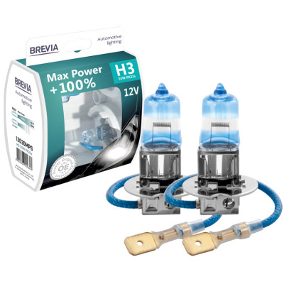 Галогенні автолампи Brevia H3 Max Power збільшена яскравість 100 відсотків комплект 2шт (12030MPS)
