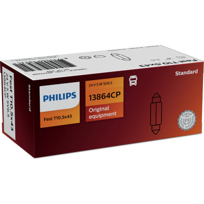 Автолампа вказівна Philips 13864 CP Festoon T10,5x43 5W 24V (SV8,5) (шт.) Автолампа вказівна Philips 13864 CP Festoon T10,5x43 5W 24V (SV8,5) (шт.)