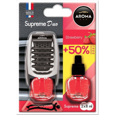 Ароматизатор автомобильный Aroma Car Supreme Duo клубника 8 мл для авто (92254) Ароматизатор автомобильный Aroma Car Supreme Duo клубника 8 мл для авто (92254)