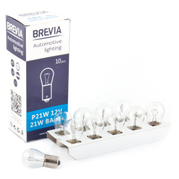 Лампи галогенні Brevia P21W 12V 10 штук (одна упаковка) (12301C)