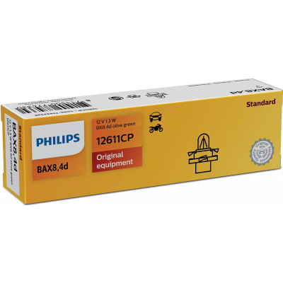 Автолампа вказівна Philips BAX 12611 12V 1.3W BX8,4d olive green (шт.) Автолампа вказівна Philips BAX 12611 12V 1.3W BX8,4d olive green (шт.)