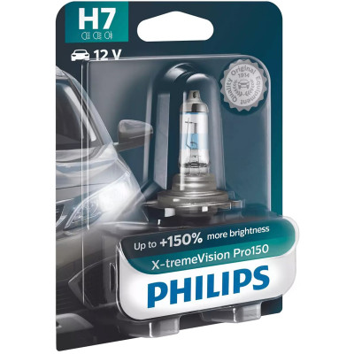 Автолампа Philips H7 12972XVPB1 X-tremeVision Pro150 +150% 12V 55W (PХ26d) B1 (блістер) (шт.) Автолампа Philips H7 12972XVPB1 X-tremeVision Pro150 +150% 12V 55W (PХ26d) B1 (блістер) (шт.)