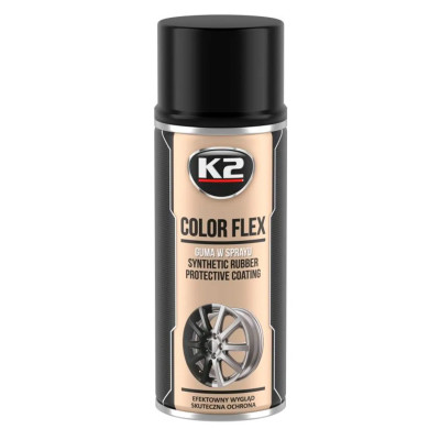 Фарба рідка гума K2 COLOR FLEX чорна глянцева аерозоль 400 мл (L343CP) Фарба рідка гума K2 COLOR FLEX чорна глянцева аерозоль 400 мл (L343CP)