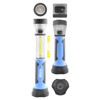 Фонарь для СТО для охоты для рыбалки светодиодный Brevia 3W COB+1W LED+8LED телескоп 300lm 2000mAh (11330) Фонарь для СТО для охоты для рыбалки светодиодный Brevia 3W COB+1W LED+8LED телескоп 300lm 2000mAh (11330)